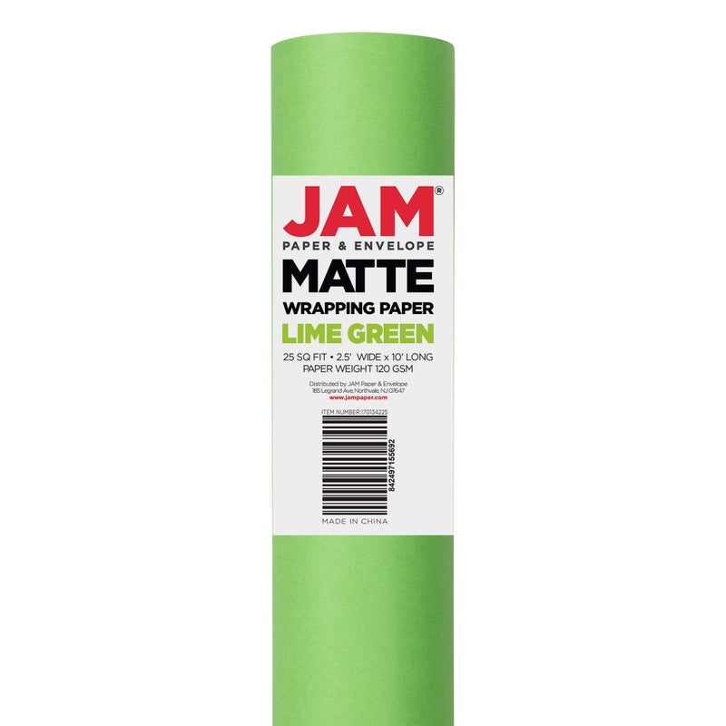 JAM Paper Gift Wrap - Matte Wrapping Paper - 25 Sq Ft (30 in x 10 Ft) - Matte Lime Green - Roll Sold Individually - Image 4